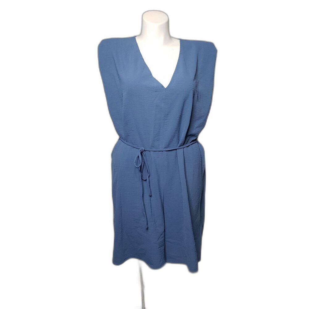 ZARA Blue Sleeveless Oversized Romper Shorts Womens Size Medium